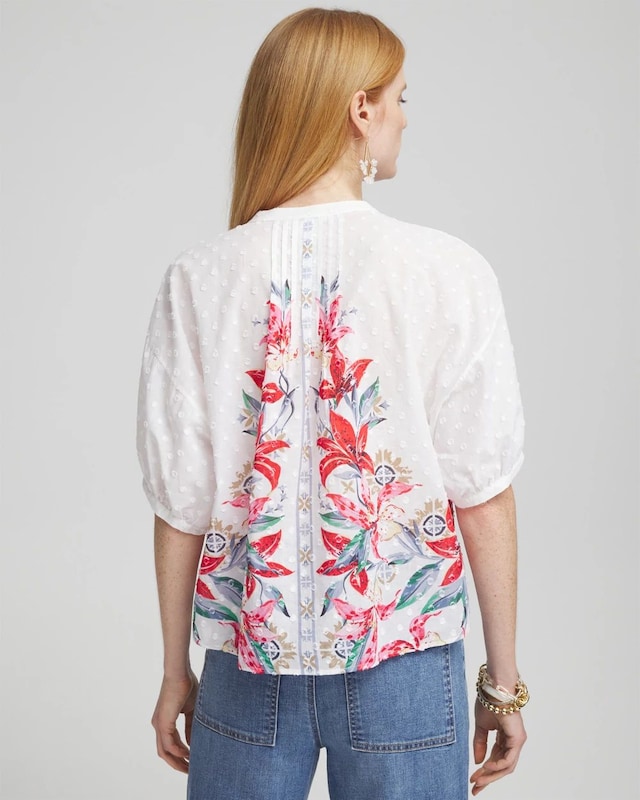 Floral Dolman Sleeve Cotton Shirt - image 3